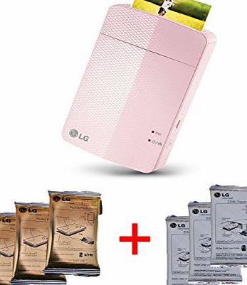 Pocket Photo 3 [International Shipping] LG PD251 Pocket Photo 3 Mobile Wireless Printer with Zink 60 Sheets (Sticky 30   Standard 30)   English manual (pink)